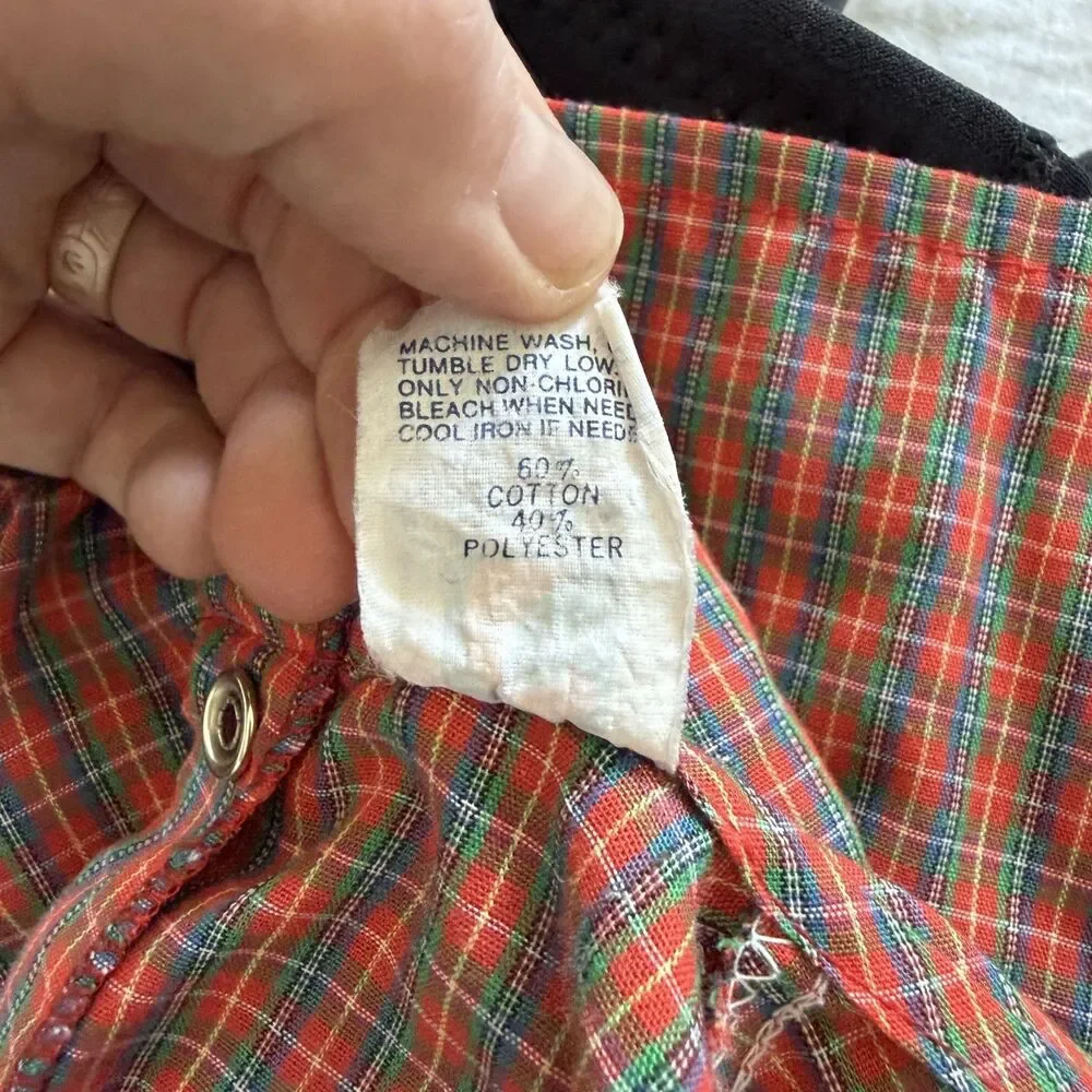 Carter's Vintage Blouse Festive Christmas Red Plaid Lace Peter Pan Collar Sz 18m